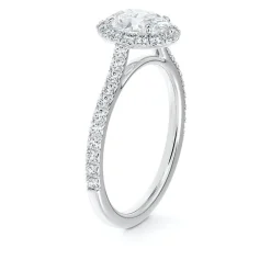 Oval Diamond Halo Engagement Ring, 18K White Gold Sale