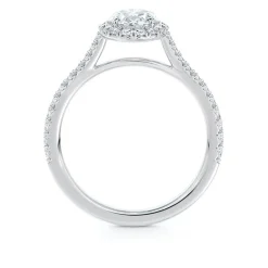 Oval Diamond Halo Engagement Ring, 18K White Gold Sale