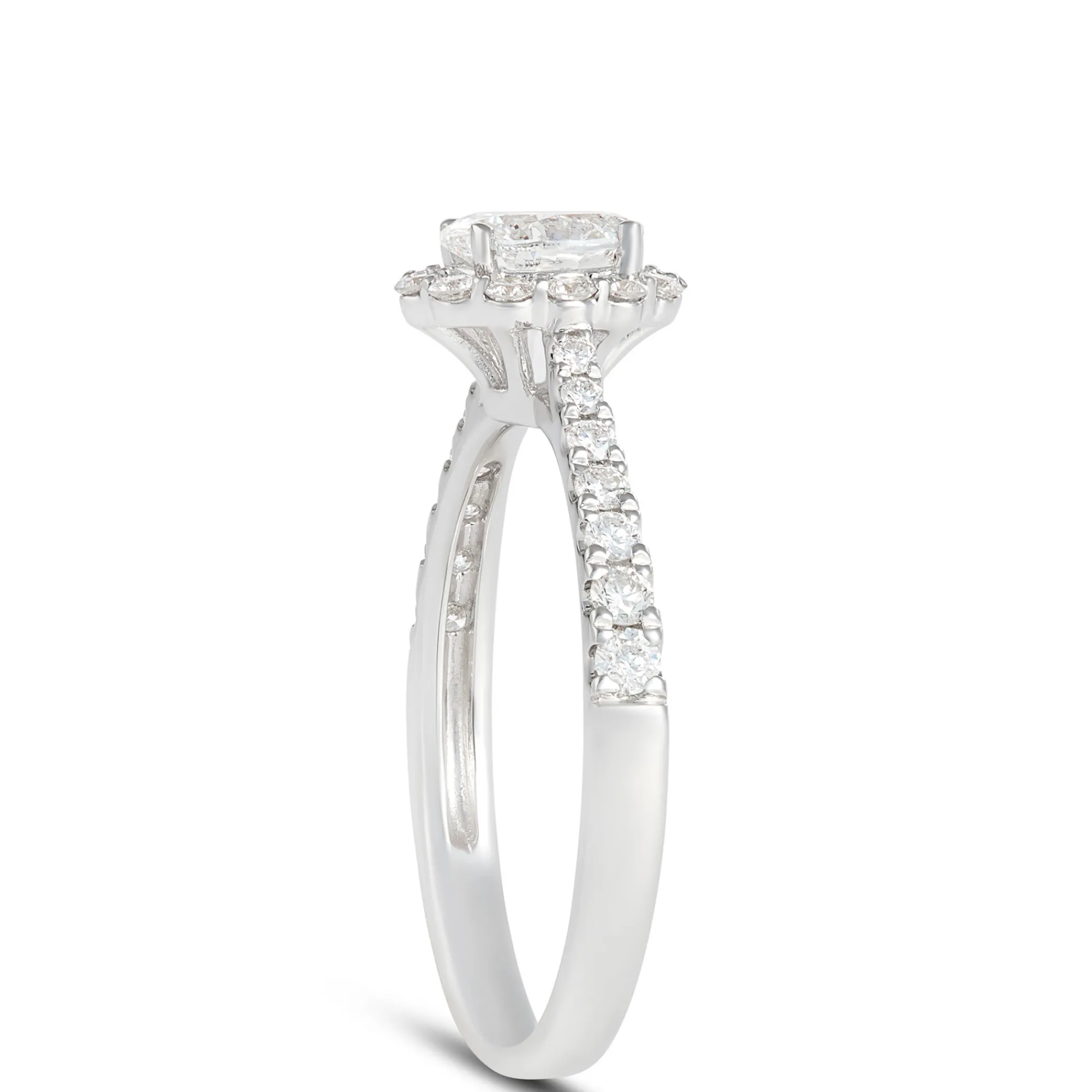 Oval Diamond Halo Engagement Ring, 14K White Gold Best