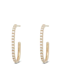 Oval Diamond Hoop Earrings, 14K Yellow Gold Online