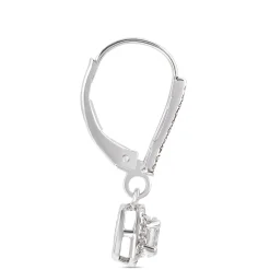 Oval Diamond Leverback Earrings, 14K White Gold
