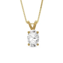 Oval Diamond Pendant, ½ Carat Total Weight, 14K Yellow Gold Best