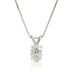 Oval Diamond Pendant, ½ Carat Total Weight, 14K White Gold New