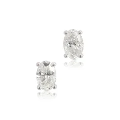 Oval Diamond Studs, 1/2 Carat Total Weight, 14K, White Gold Sale