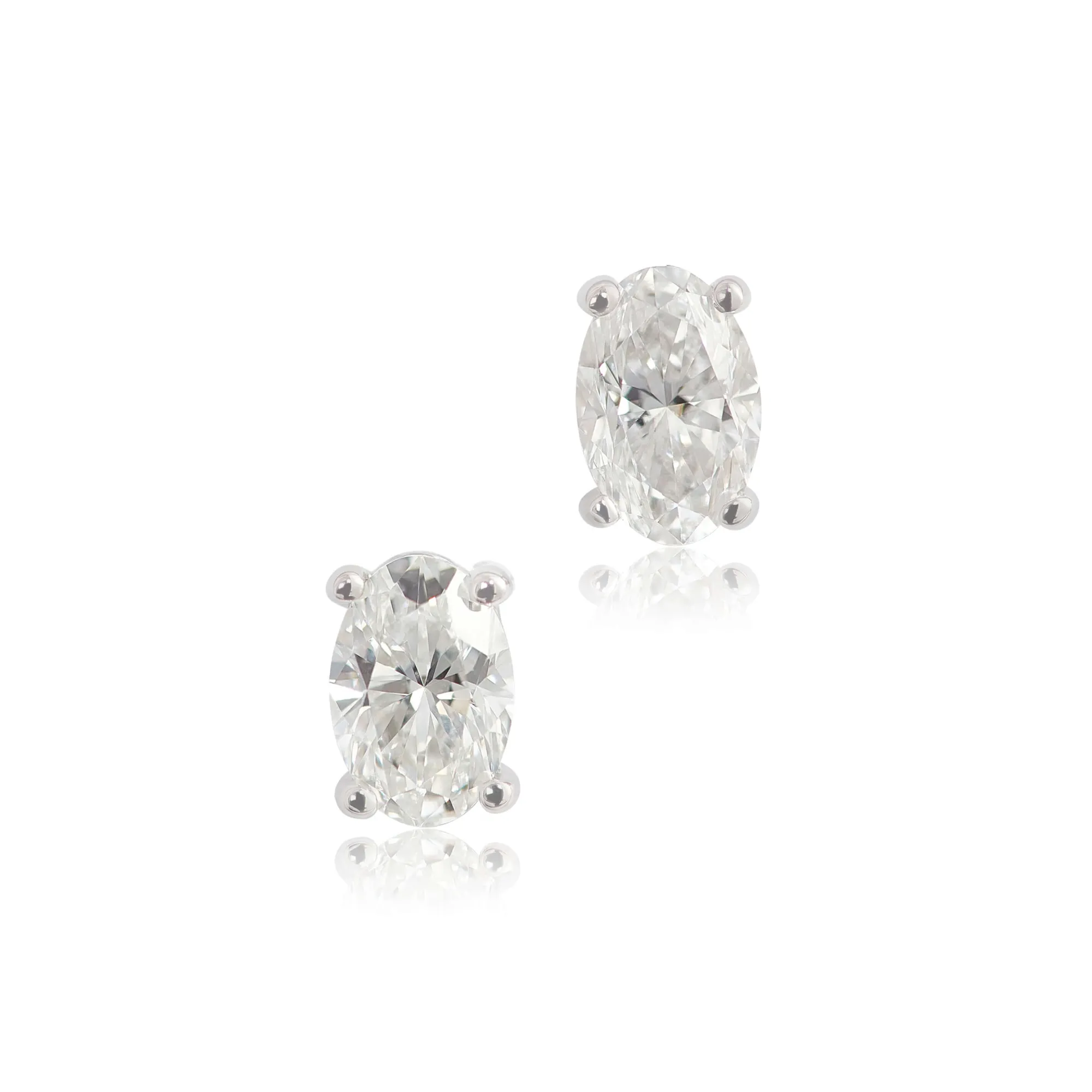 Oval Diamond Studs, 1/2 Carat Total Weight, 14K, White Gold Sale