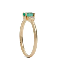 Oval Emerald and Diamond Ring, 14K Yellow Gold New