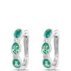 Oval Emerald Hoops, 14K White Gold