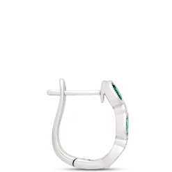 Oval Emerald Hoops, 14K White Gold