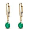 Oval Emerald Leverback Earrings, 14K Yellow Gold Hot