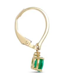 Oval Emerald Leverback Earrings, 14K Yellow Gold Hot