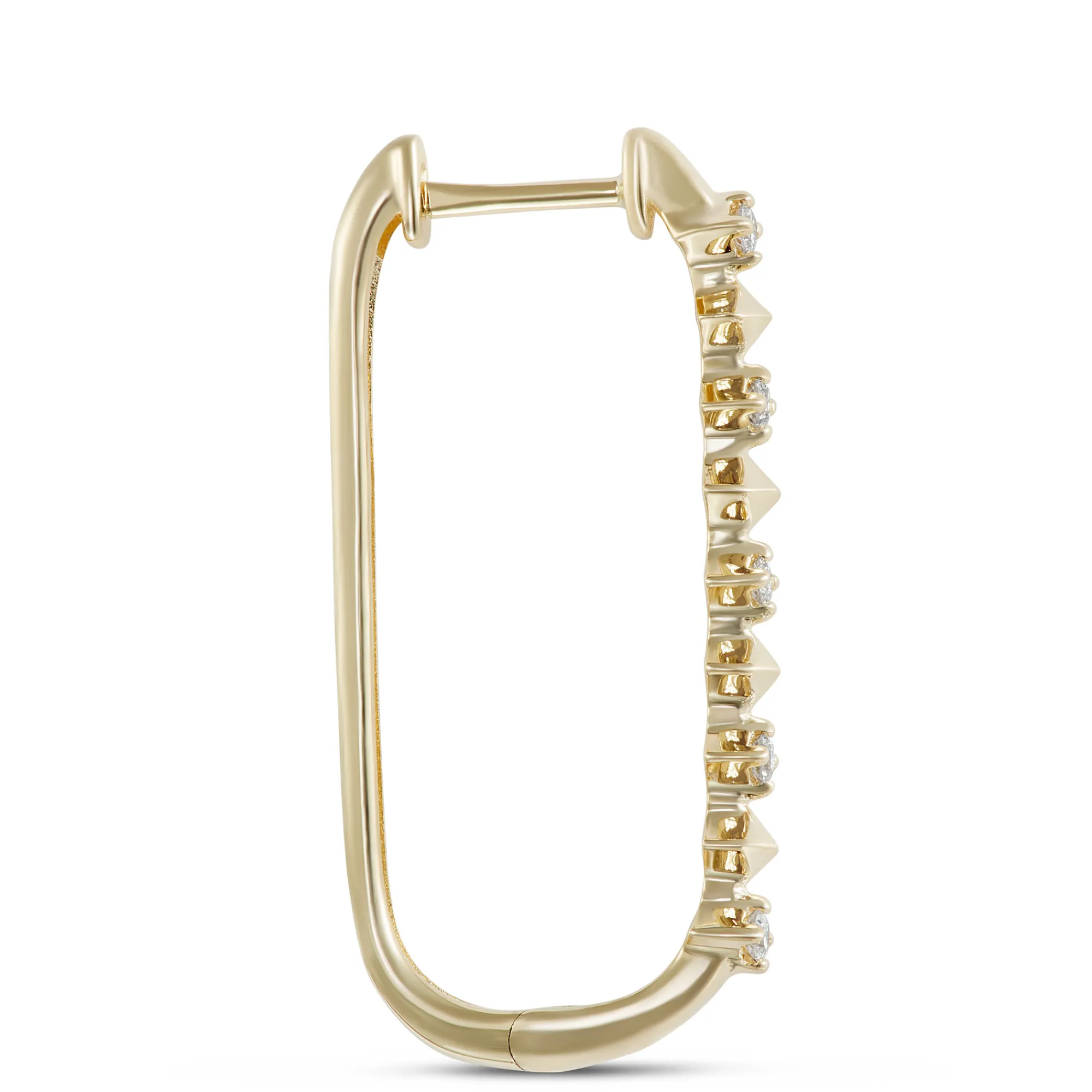 Oval Hoop Diamond Earrings, 14K Yellow Gold Discount