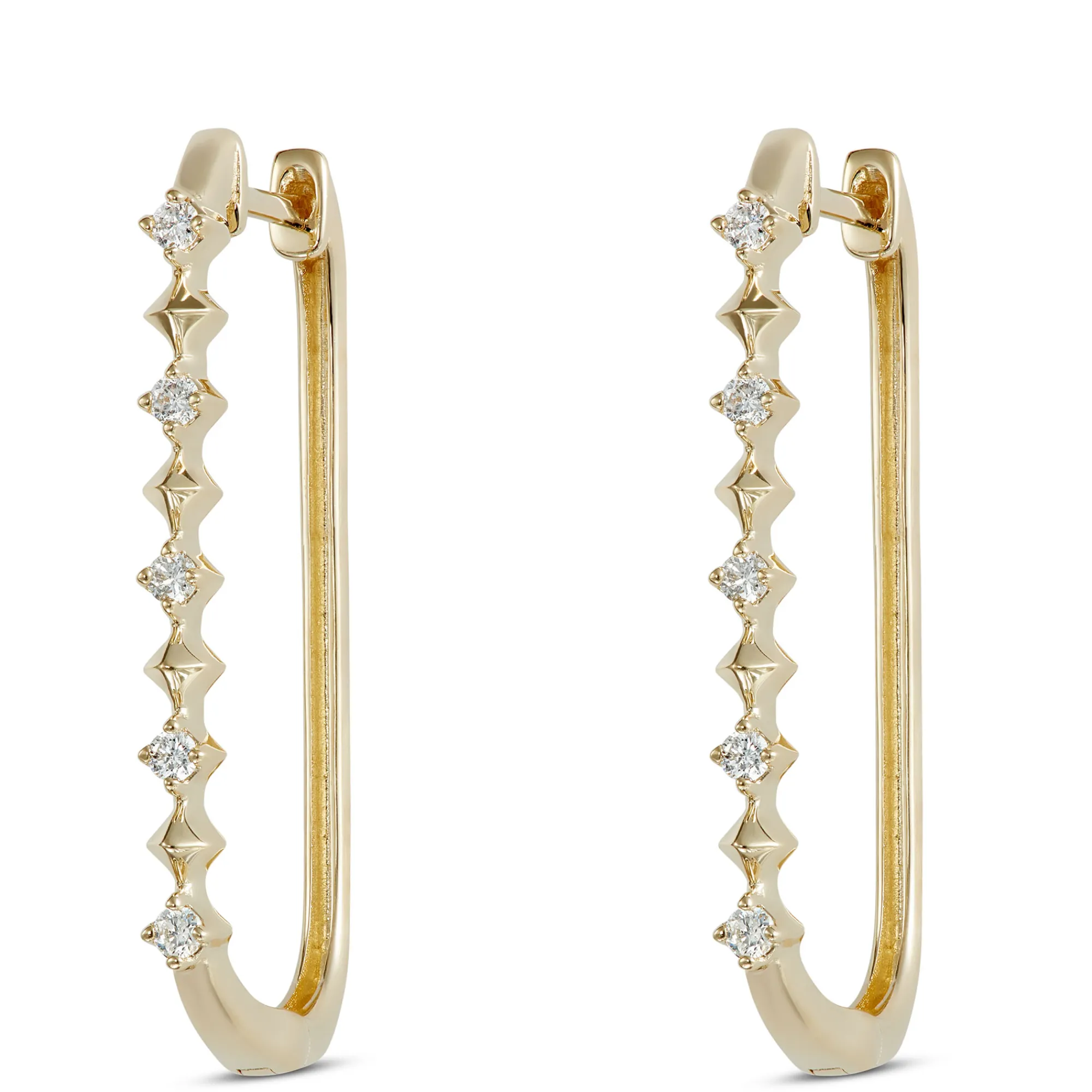 Oval Hoop Diamond Earrings, 14K Yellow Gold Discount