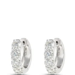 Oval Hoop Diamond Earrings, 2 Total Carat Weight, 14K White Gold Online