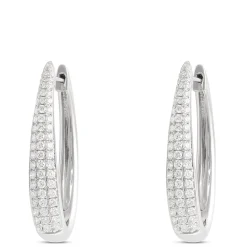 Oval Hoops with Pave Round Diamonds, 14K White Gold Best