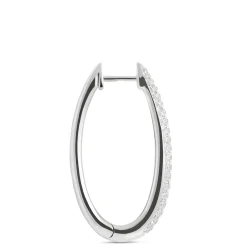 Oval Hoops with Pave Round Diamonds, 14K White Gold Best