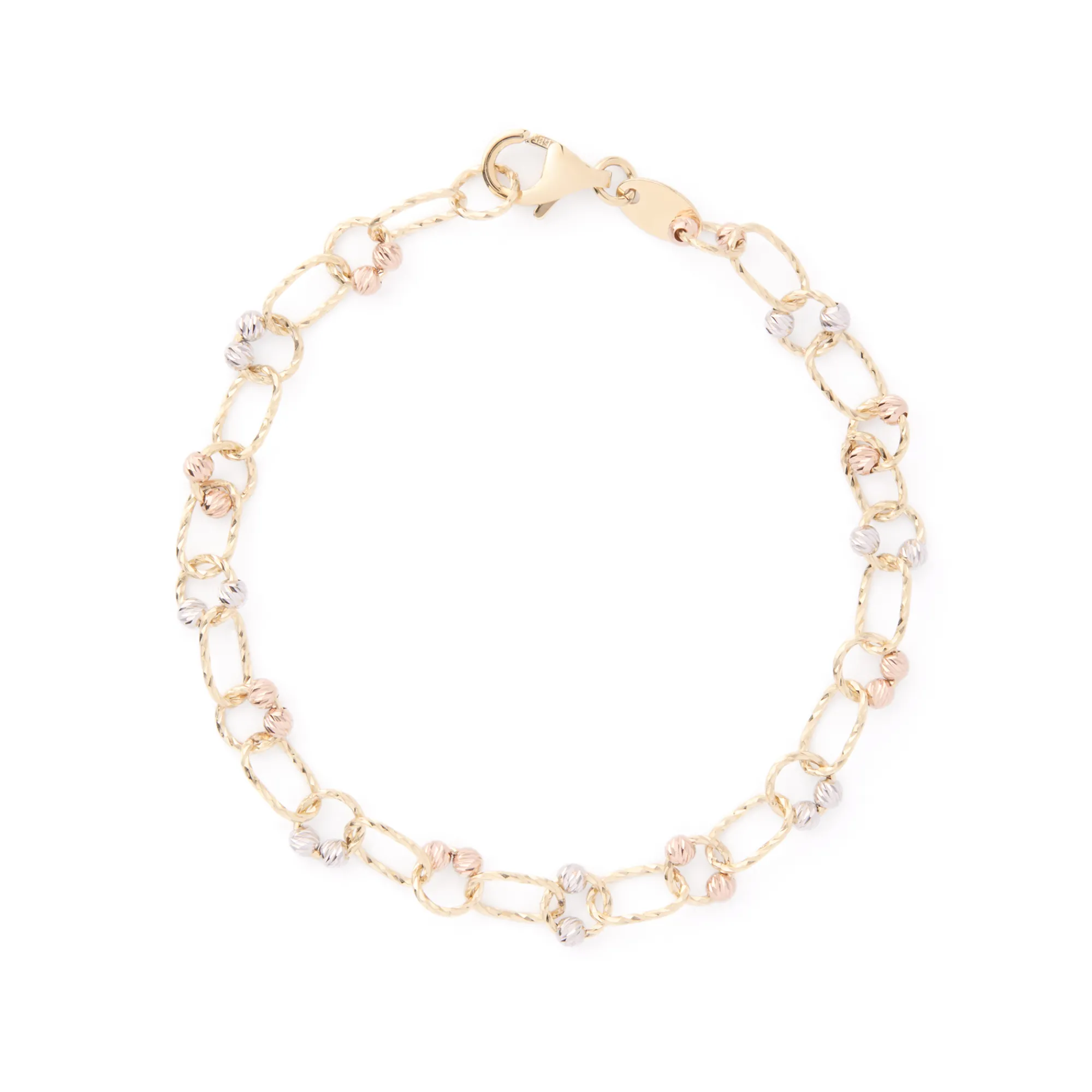 Oval Link Diamond Cut Bracelet, 14K Yellow, White, Rose Gold Outlet