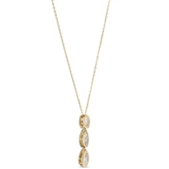 Oval, Marquise and Pear Shaped Diamond Necklace, 14K Yellow Gold