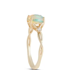 Oval Opal and Diamond Ring, 14K Yellow Gold Clearance