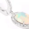 Oval Opal Earrings with Diamond Halo, 14K White Gold New