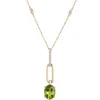 Oval Peridot Pendant Necklace, 14K Yellow Gold Hot