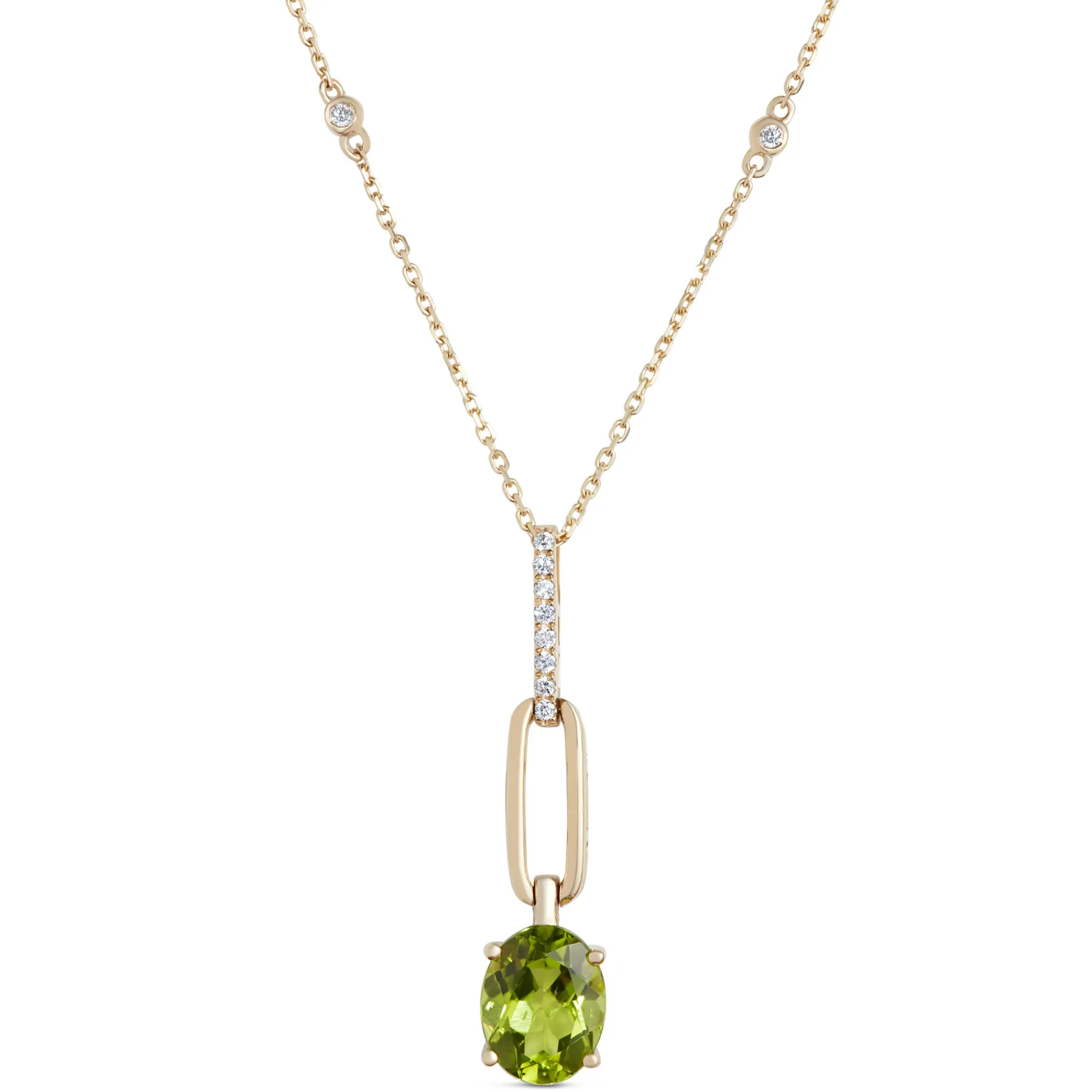 Oval Peridot Pendant Necklace, 14K Yellow Gold Hot