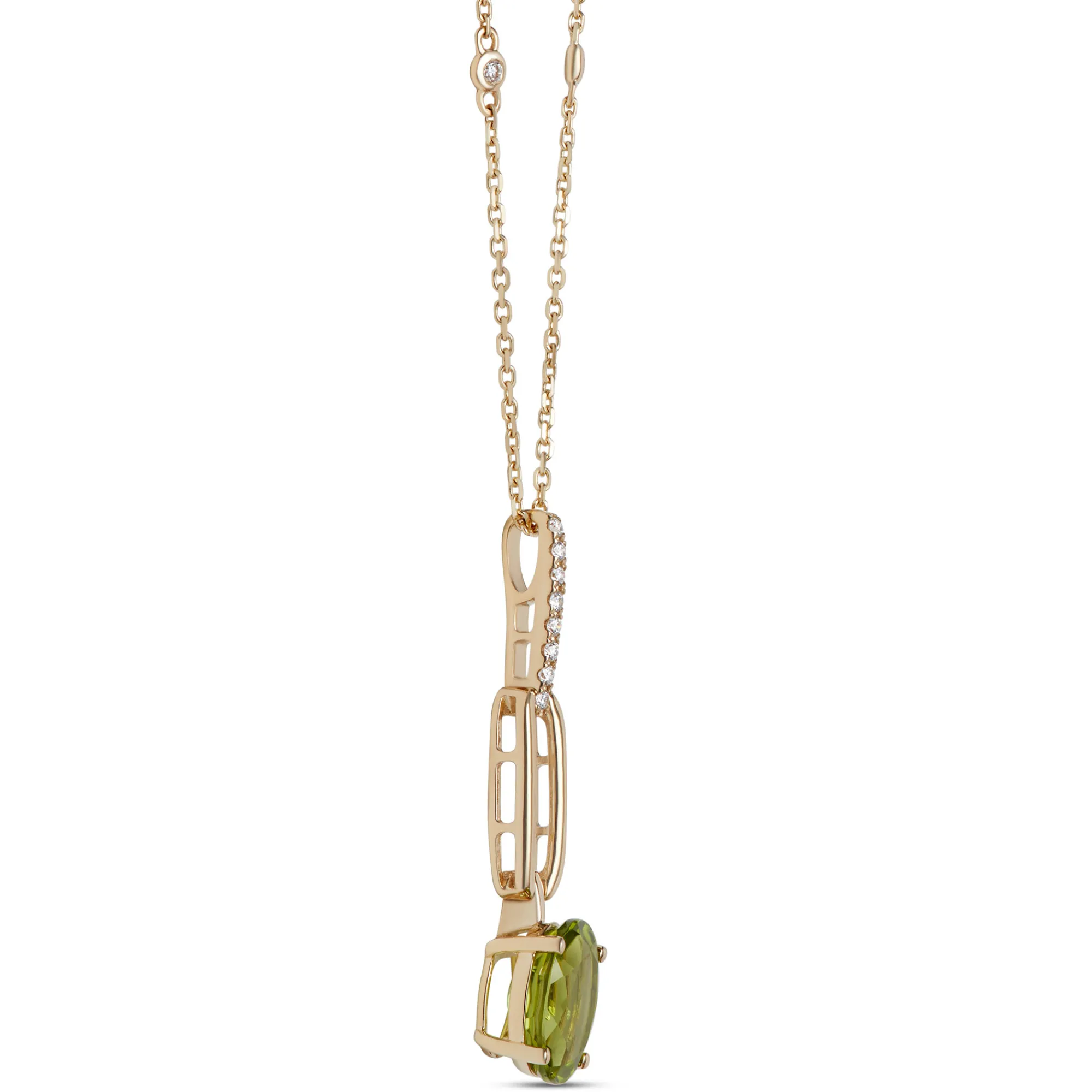Oval Peridot Pendant Necklace, 14K Yellow Gold Hot