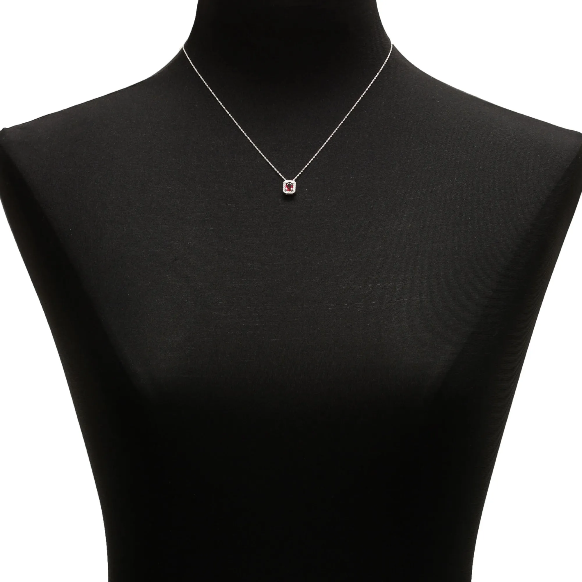 Oval Ruby & Diamond Halo Pendant 14K Best