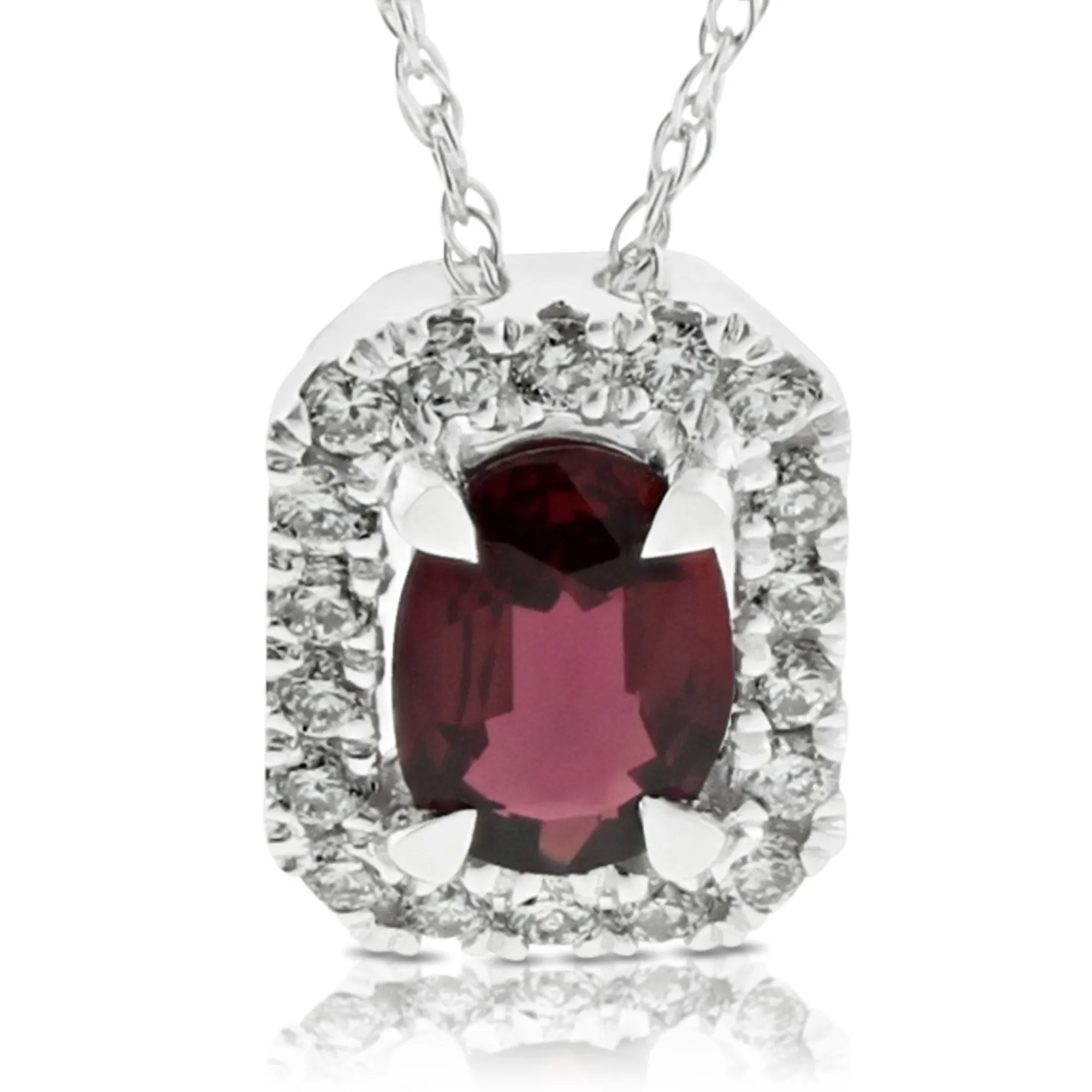 Oval Ruby & Diamond Halo Pendant 14K Best