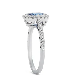 Oval Sapphire and Diamond Engagement Ring, 18K White Gold Outlet