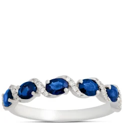 Oval Sapphire and Diamond Ring, 14K White Gold Clearance
