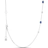 Oval Sapphire and Round Diamond Station Necklace, 14K White Gold Outlet