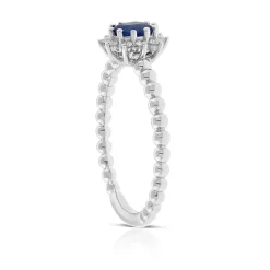 Oval Sapphire & Diamond Halo Ring 14K Sale