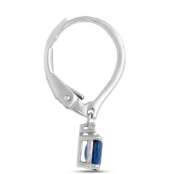 Oval Sapphire Leverback Earrings, 14K White Gold Best