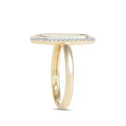 Oval Shaped Open Center Diamond Ring, 14K White and Yellow Gold Best