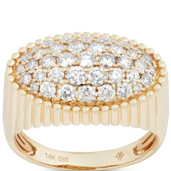 Oval Shaped Pave Diamond Ring, 14K Yellow Gold Discount