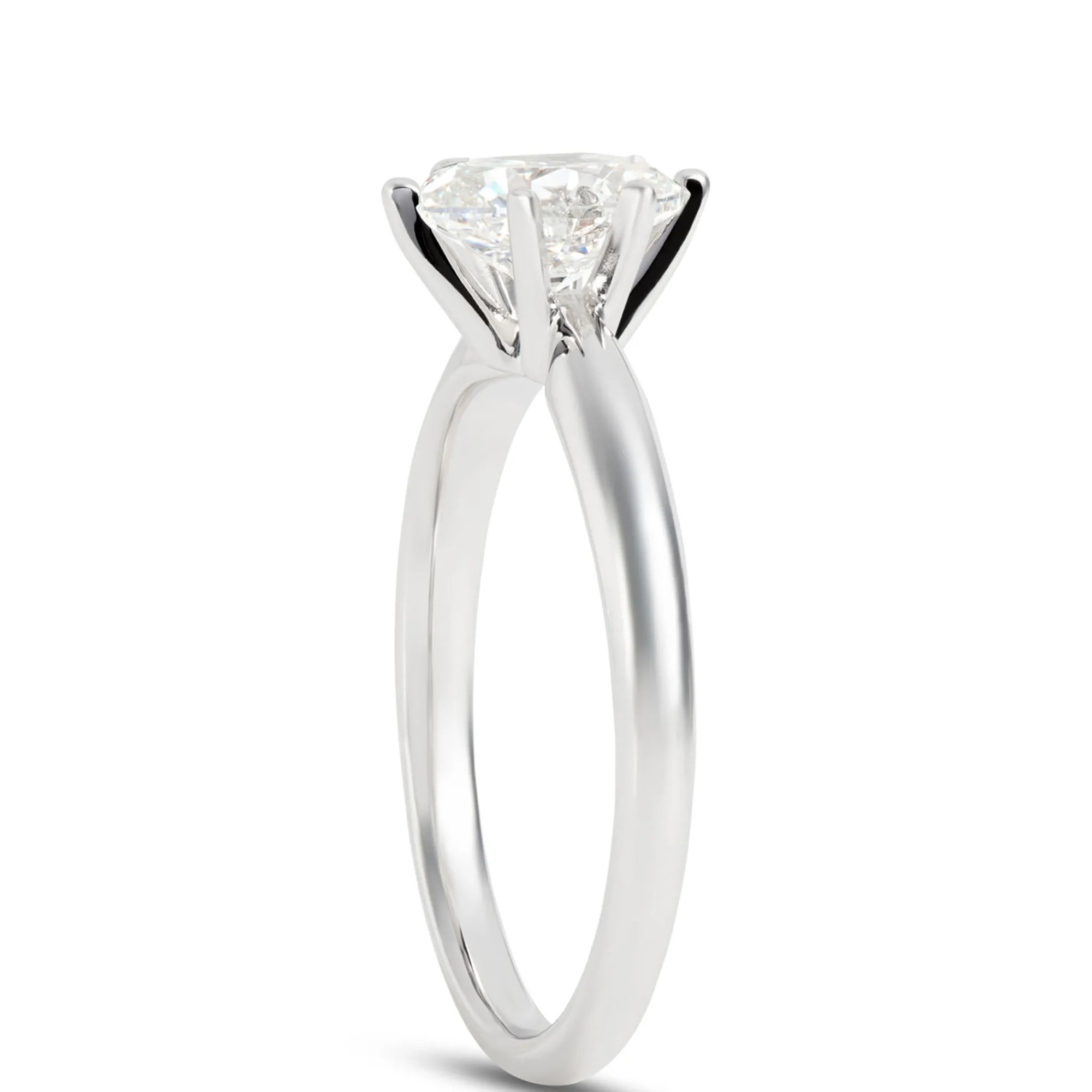 Oval Solitaire Diamond Engagement Ring, 14K White Gold New