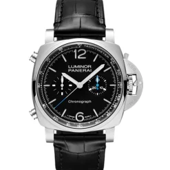 Panerai Luminor Chrono Watch Steel Case Black Dial, 44mm Discount
