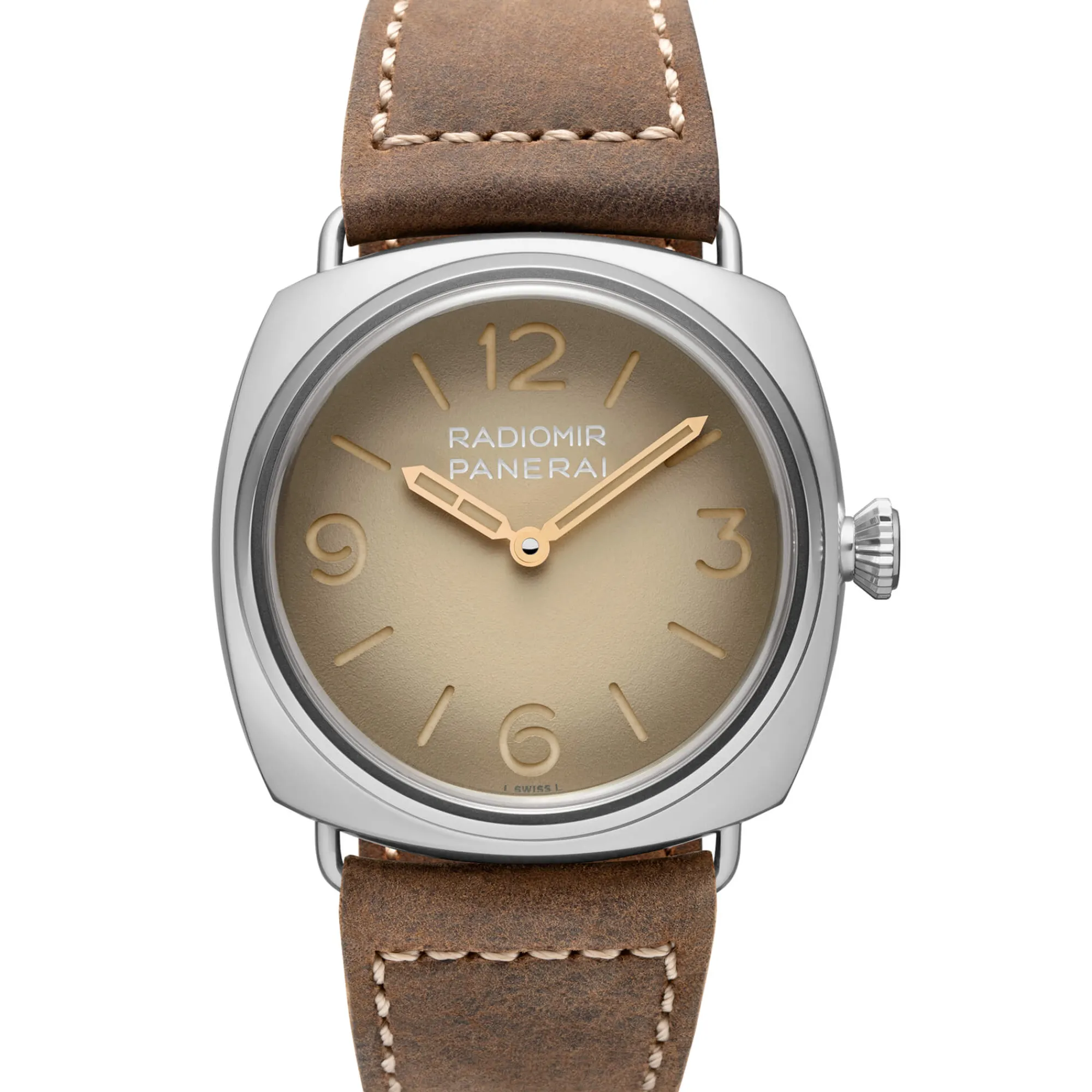 Panerai Radiomir Tre Giorni Watch Beige Dial Brown Leather Strap, 45mm Best