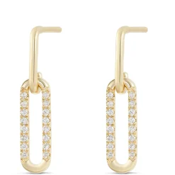 Paperclip Drop Diamond Earrings, 14K Yellow Gold Online
