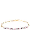 Paperclip Round Ruby and Diamond Bracelet in 14K Yellow Gold Hot
