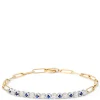 Paperclip Round Sapphire and Diamond Bracelet in 14K Yellow Gold Hot