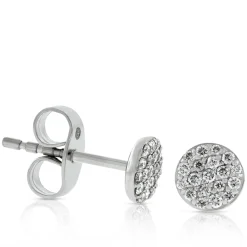 Pavé Diamond Circle Diamond Stud Earrings 14K Online