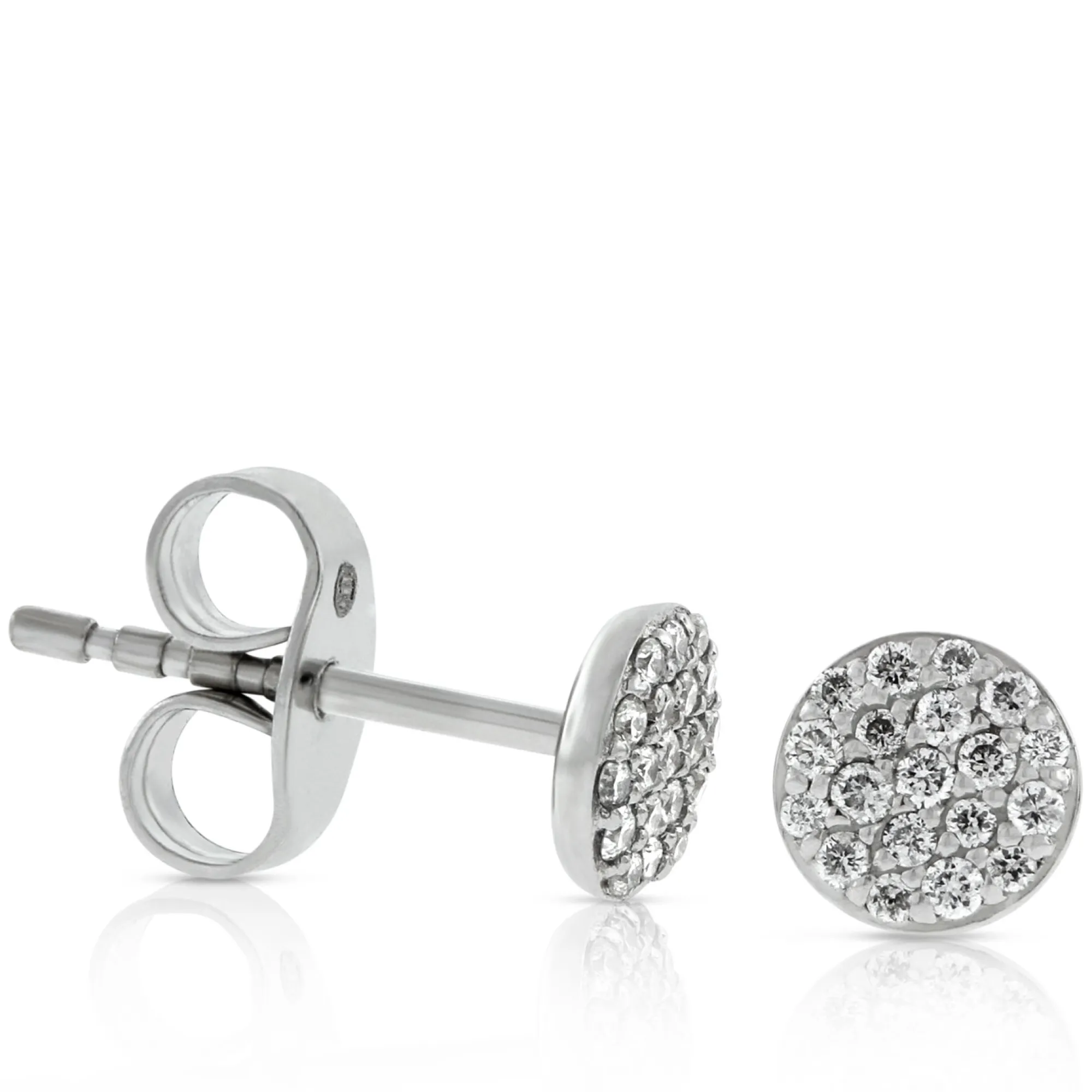 Pavé Diamond Circle Diamond Stud Earrings 14K Online