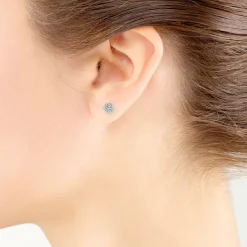 Pavé Diamond Circle Diamond Stud Earrings 14K Online