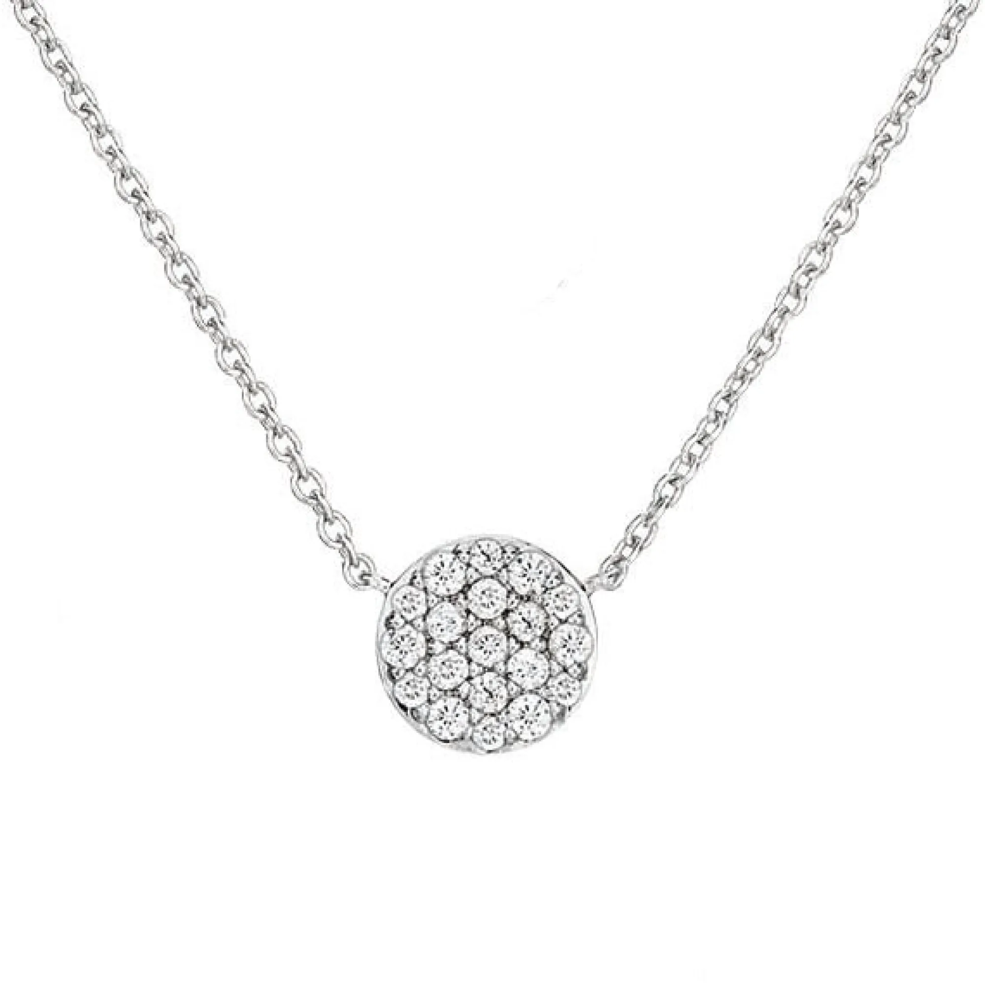 Pavé Diamond Circle Necklace 14K
