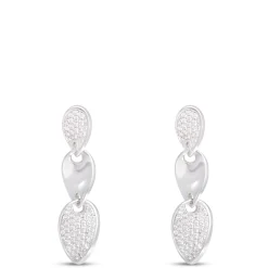 Pave Diamond Dangle Earrings, ¾ Total Carat Weight, 14K White Gold Online