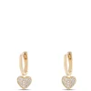 Pave Heart Hoops, 14K Yellow Gold Online