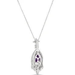 Pear Amethyst and Diamond Pendant, 14K White Gold