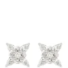Pear and Round Cut Diamond Studs, 14K White Gold New