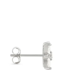 Pear and Round Cut Diamond Studs, 14K White Gold New